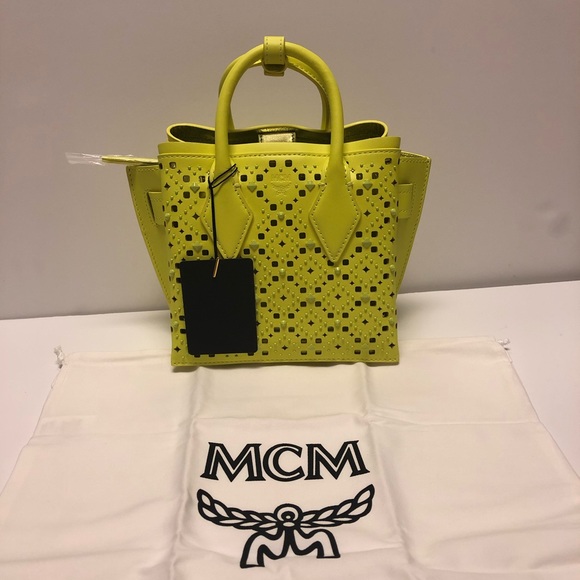 MCM Mini Neo Millia perforated yellow handbag - Picture 1 of 10